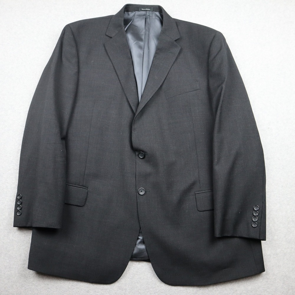 Joseph & Feiss Blazer Mens 46 Regular Charcoal Gray 100% Wool Two-Button Jacket